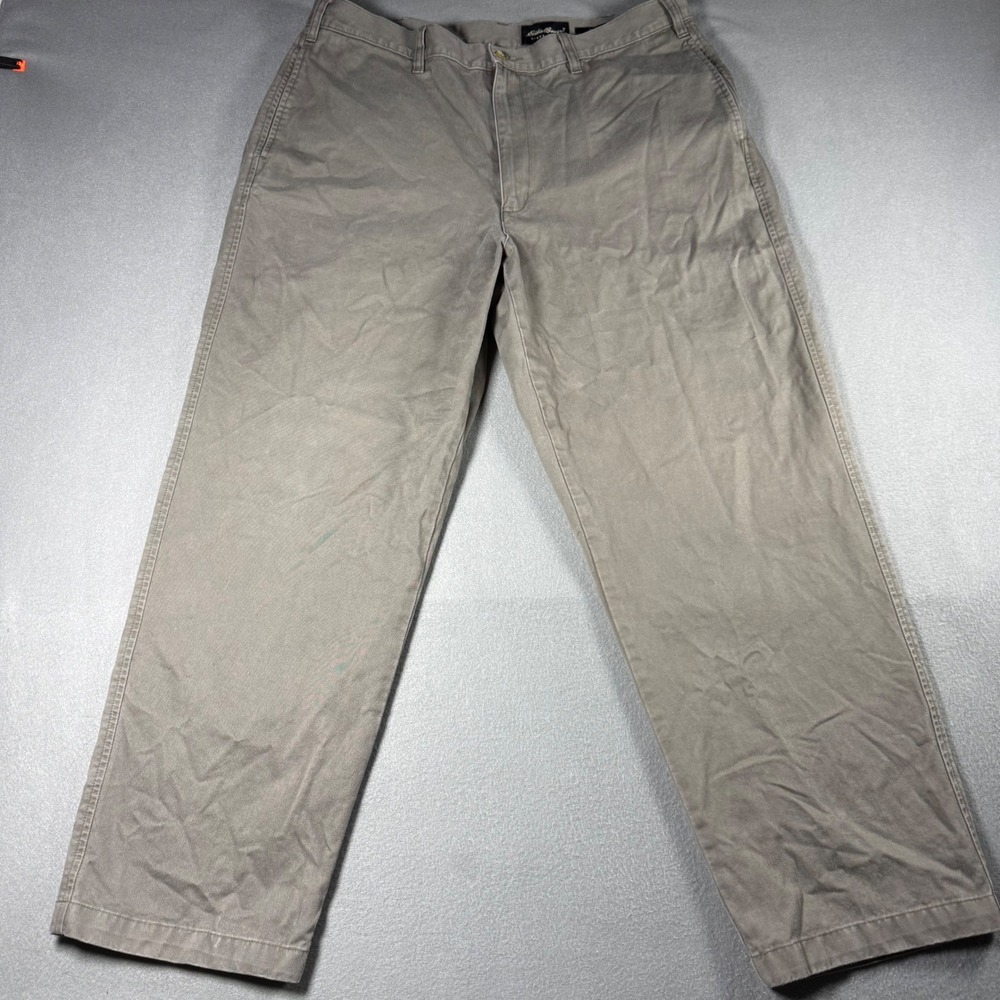 Eddie Bauer Mens Chino Pants Relaxed Fit 38x30 Khaki Taupe 100% Cotton Twill